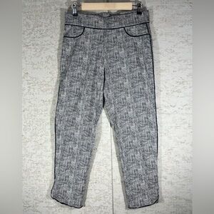 ZAC & RACHEL Black Tweed Pull On Elastic Waist Pants Size 10 Tuxedo Straight Leg